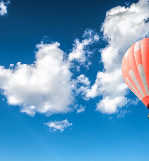 hot air balloon in blue sky