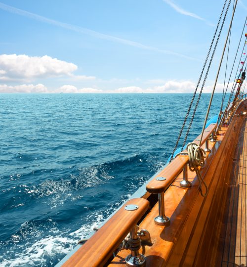Yacht in the sea at sunny day