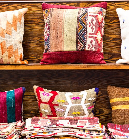 oriental cushions. National textile bazaar in Istanbul