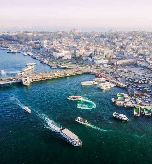 Galata Bridge, Bosphorus Turkey Istanbul aerial photography